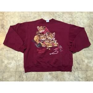 Vintage Tigers Christmas Holiday Sweatshirt XL Hanes Red